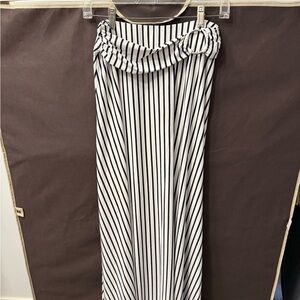 Robert Louis Black and White Striped Maxi Skirt